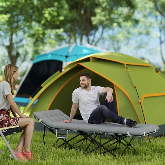 25.6" Wide Folding Camping Cot, Mattress Included, Light Grey Camping Cots Light Grey at Gallery Canada