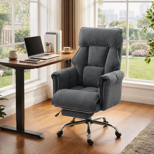 Computer Office Chair with Footrest, Adjustable Backrest, Dark Grey Executive & Manager Chairs Dark Grey at Gallery Canada