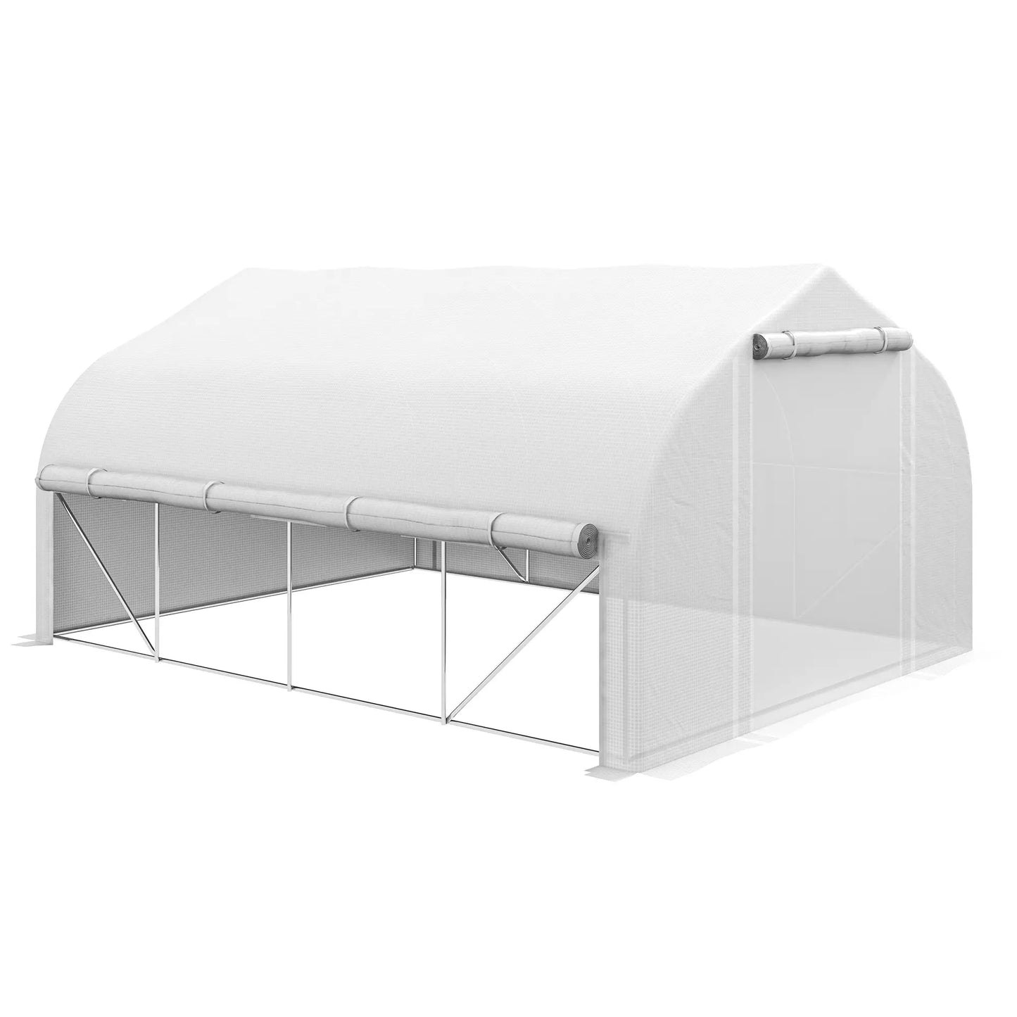 13 x 9.8ft Walk-in Greenhouse, Zipped Sidewalls, Mesh Door, White Tunnel Greenhouses at Gallery Canada