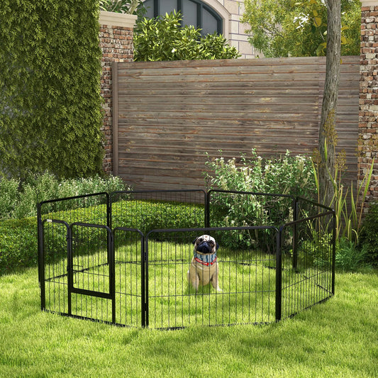 8 Panel Dog Playpen, 23.5" Height, for Small Medium Dogs Houses, Kennels & Pens Grey at Gallery Canada