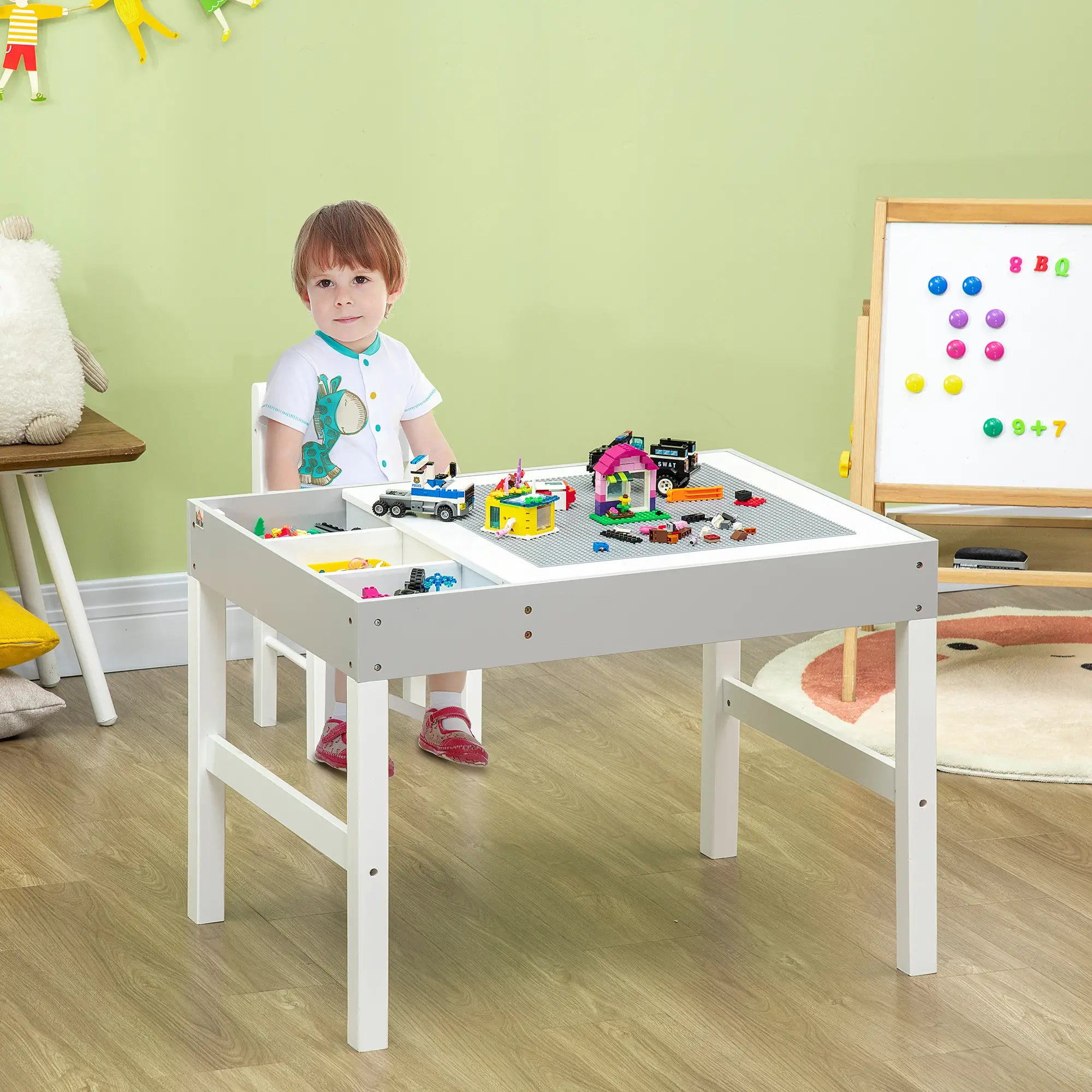 Kids Lego Table with Storage, 2PCs Toddler Activity Furniture, Grey Kids Table Sets at Gallery Canada