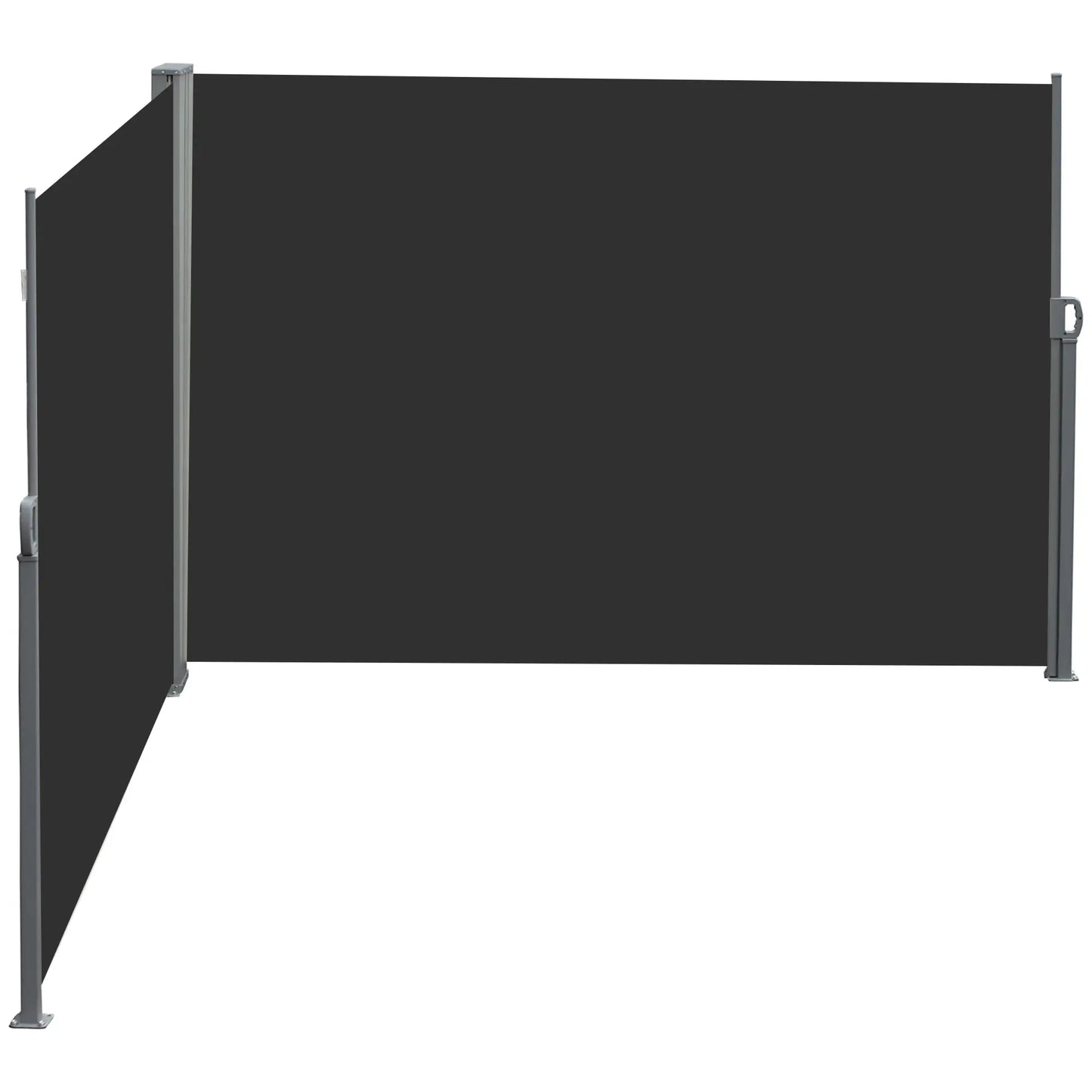 236" x 63" Outdoor Privacy Wall, Double Retractable Awning, Black Side Awnings at Gallery Canada