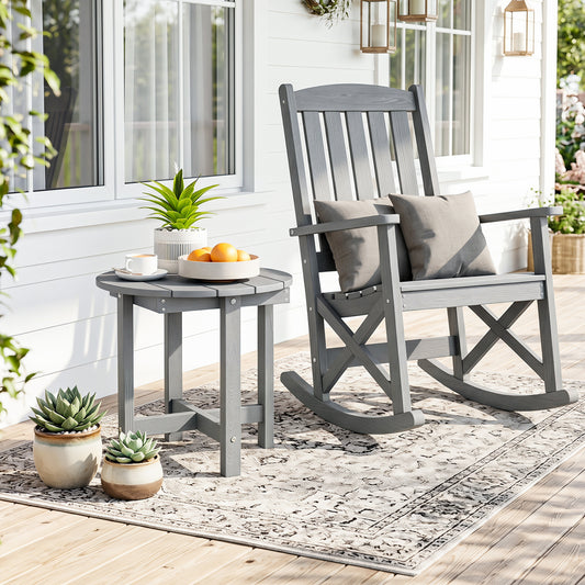 HIPS Adirondack Side Table with Weather-Resistant and Waterproof Top, Gray