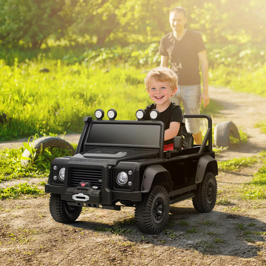 Kids Ride On Truck, Remote Control, Spring Suspension, LED Lights, 3 Speed, Ages 3-5, Black Electric Toy Cars Black at Gallery Canada