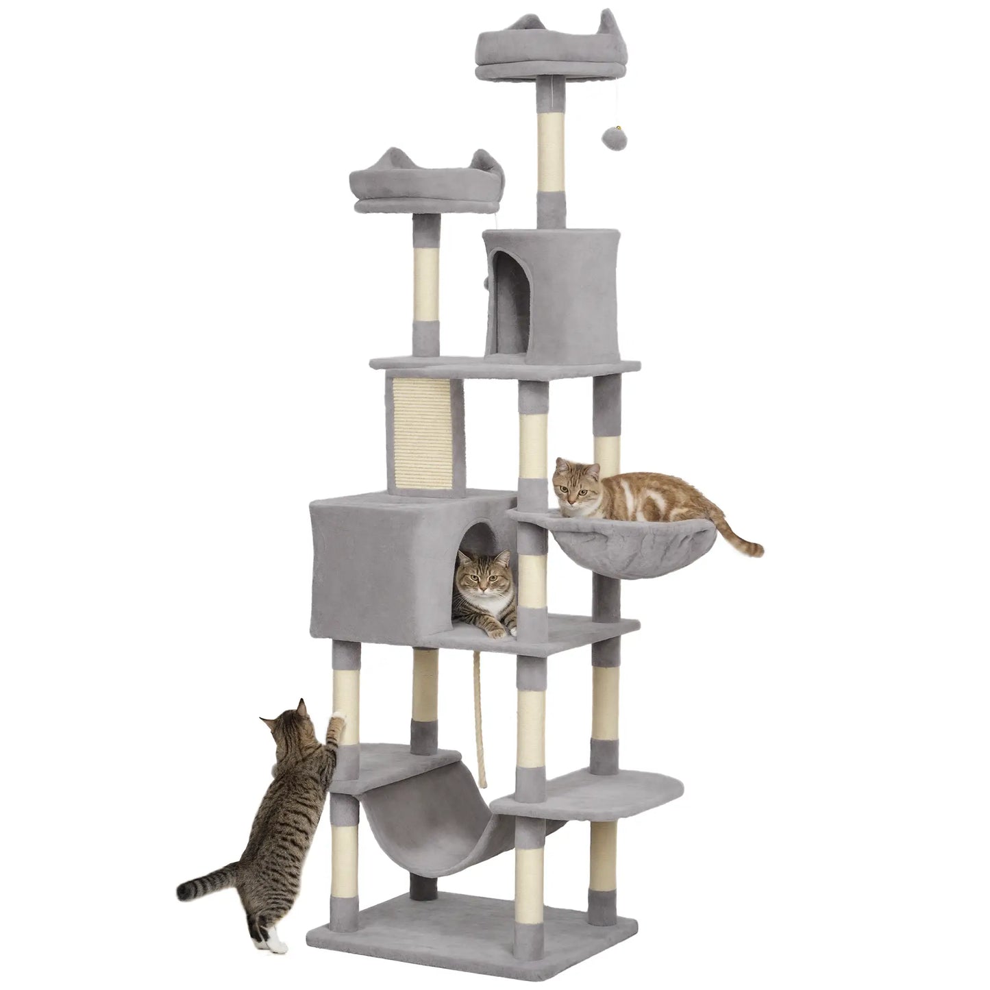 81" Large Cat Tree, Scratching Posts, Condos, Beds, Hammocks, Light Grey Cat Towers at Gallery Canada