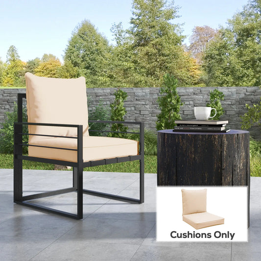 Patio Chair Cushions, Thick Deep Seat with Back, Beige Patio Chair Cushions Beige at Gallery Canada