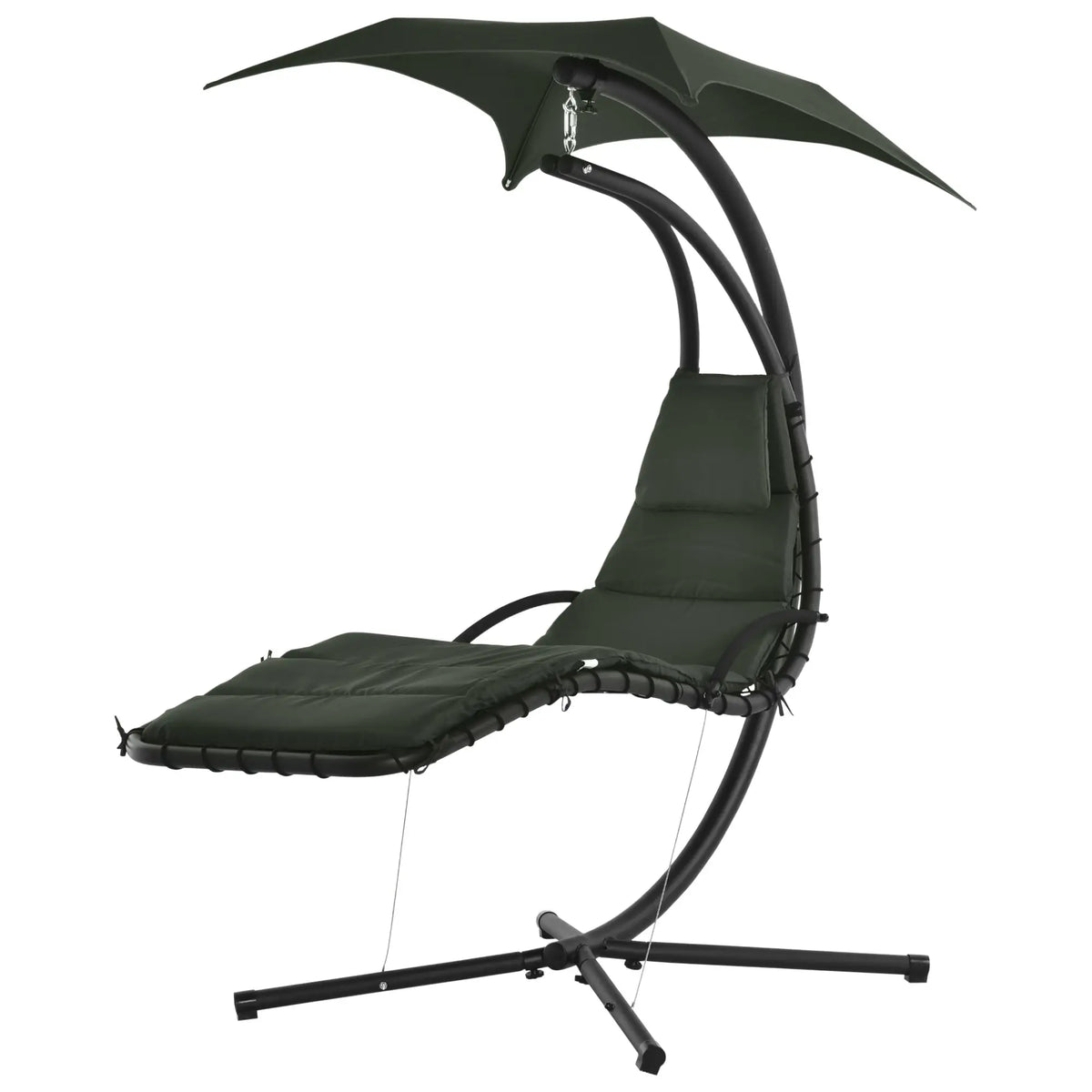 Outdoor Hammock Chair with Stand, Padded Cushion, Canopy, Charcoal Grey Patio Swings with Stand at Gallery Canada