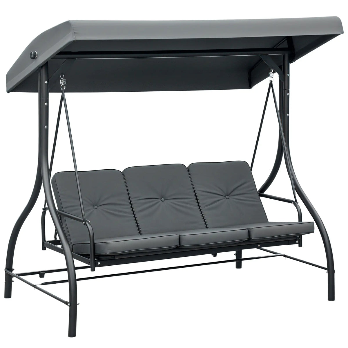 Patio Swing Bed With Canopy, 3 Seater, Dark Grey Porch Swings with Canopy at Gallery Canada