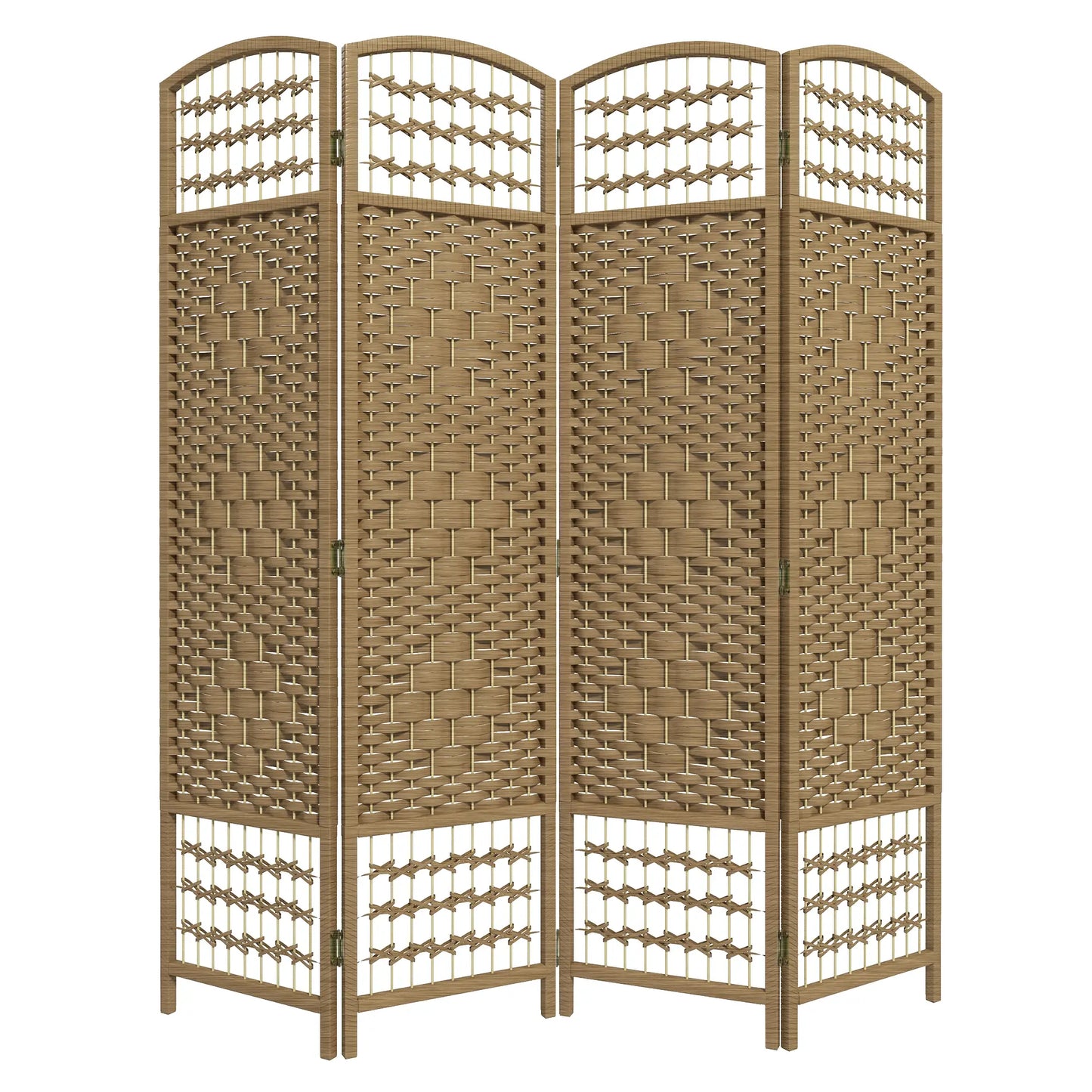 4 Panel Folding Room Divider, Portable Privacy Screen, Natural