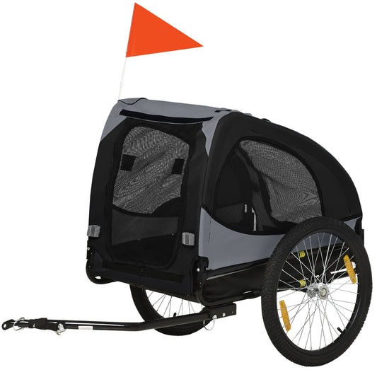 Dog Bike Trailer with Hitch Coupler, Quick Release Wheels, Reflectors, Flag for Medium Dogs, Black - Gallery Canada