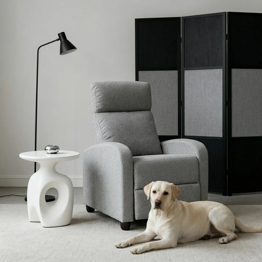 Fabric Recliner Manual Sofa Armchair, Light Grey Single Sofas Light Grey at Gallery Canada