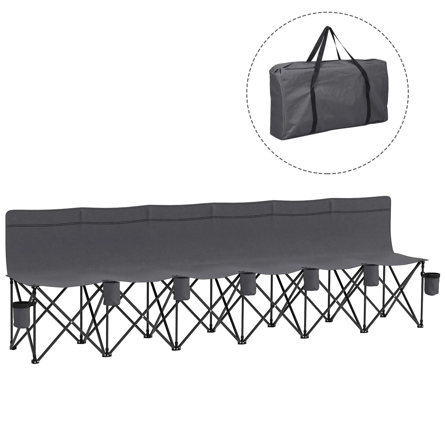 6 Seat Folding Camping Chair, Cup Holder, Carrying Case, Dark Grey Picnic Tables & Camping Chairs at Gallery Canada
