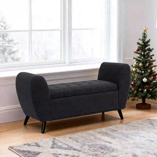 Upholstered Storage Bench with Arms, Modern Ottoman, Black Storage Ottomans & Benches Black at Gallery Canada