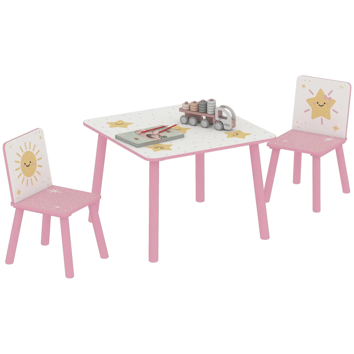 Kids Table And Chair Set, 3-Piece, Star Pattern, Ages 3-8, Pink Kids Table Sets at Gallery Canada