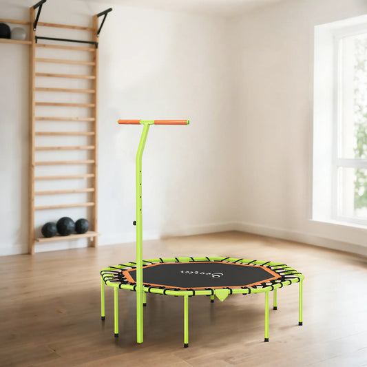 50" Foldable Mini Trampoline, Fitness Rebounder, Adjustable Handle Bar