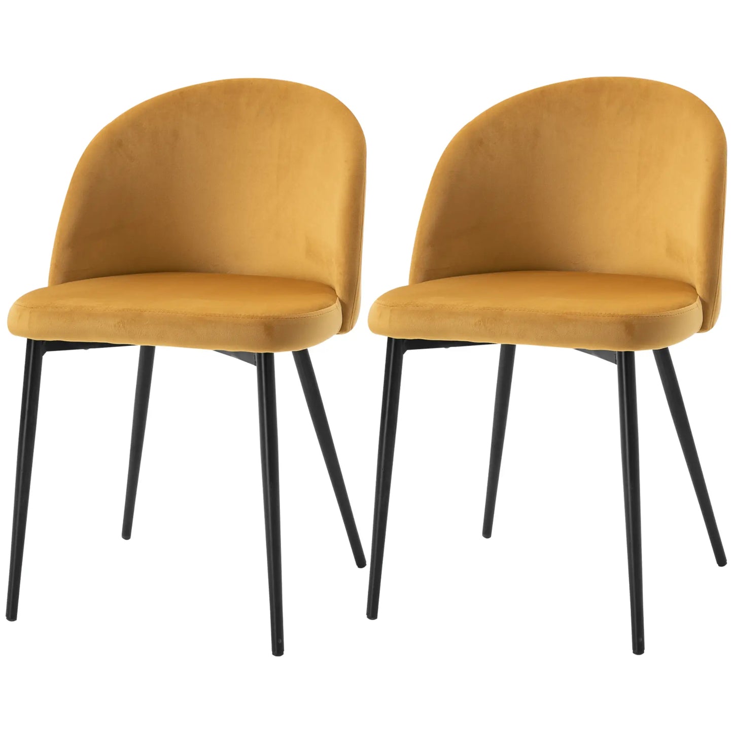 Set of 2 Mid-Back Dining Chairs, Velvet Upholstery, Yellow Bar Stools at Gallery Canada
