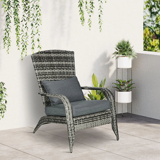 Outdoor PE Rattan Fire Pit Chair with Cushions, Grey Patio Chairs Grey at Gallery Canada