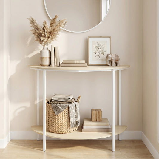 Half Moon Console Table 40 inch, 2-Tier, Oak Console Tables Oak at Gallery Canada