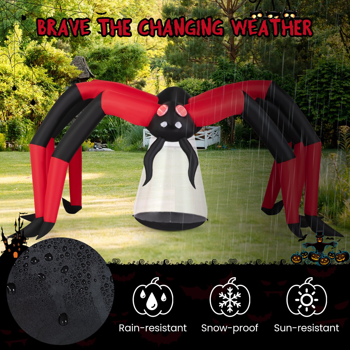 Halloween Inflatable Spider Blow Up Yard Scary Spider with Red Tunnel Light Eyes Halloween at Gallery Canada