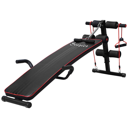 Sit Up Bench Core Workout Adjustable Strength Training Bench Thigh Support For Home Gym Exercise Black/Red - Gallery Canada