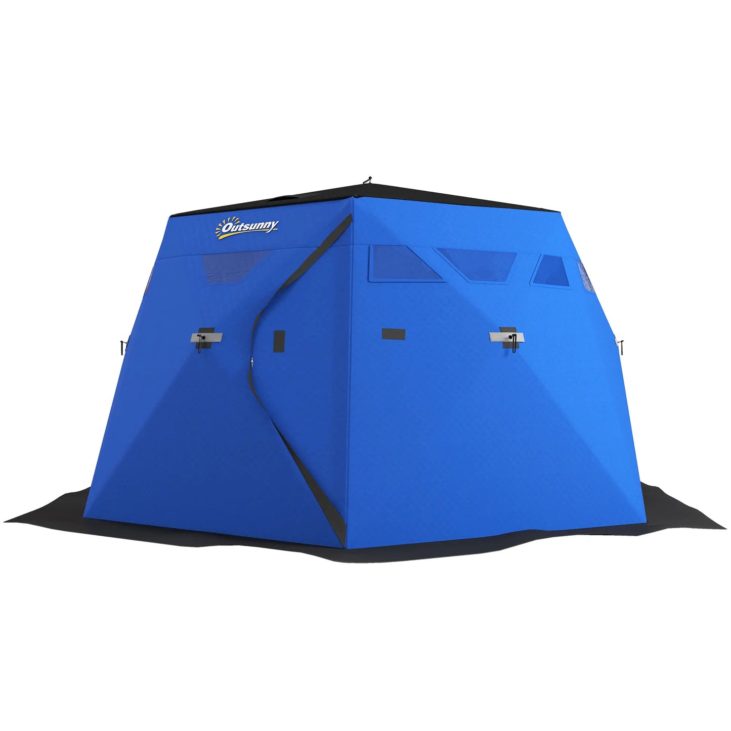 4 Person Insulated Ice Fishing Shelter, Pop-Up Tent with Carry Bag, Two Doors, Blue Ice Fishing Tents at Gallery Canada