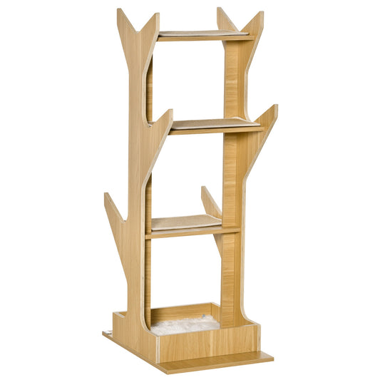 4-level Platform Cat Tree with Resting House, Activity Center for kittens, Cat Tower Furniture with Cushion, Oak at Gallery Canada