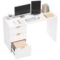 Computer Desk with Reversible Drawers, 47" White, White