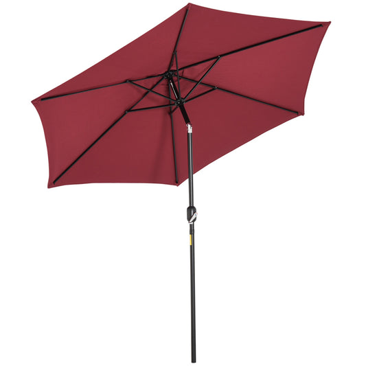9' Round Aluminum Patio Umbrella 6 Ribs Market Sunshade Tilt Canopy w/ Crank Handle Garden Parasol Wine Red at Gallery Canada