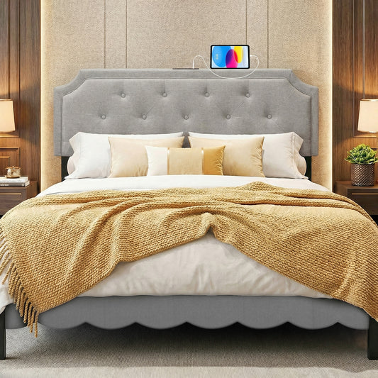 Tufted Upholstered Headboard, Queen Full Size, Gray Headboards Gray at Gallery Canada