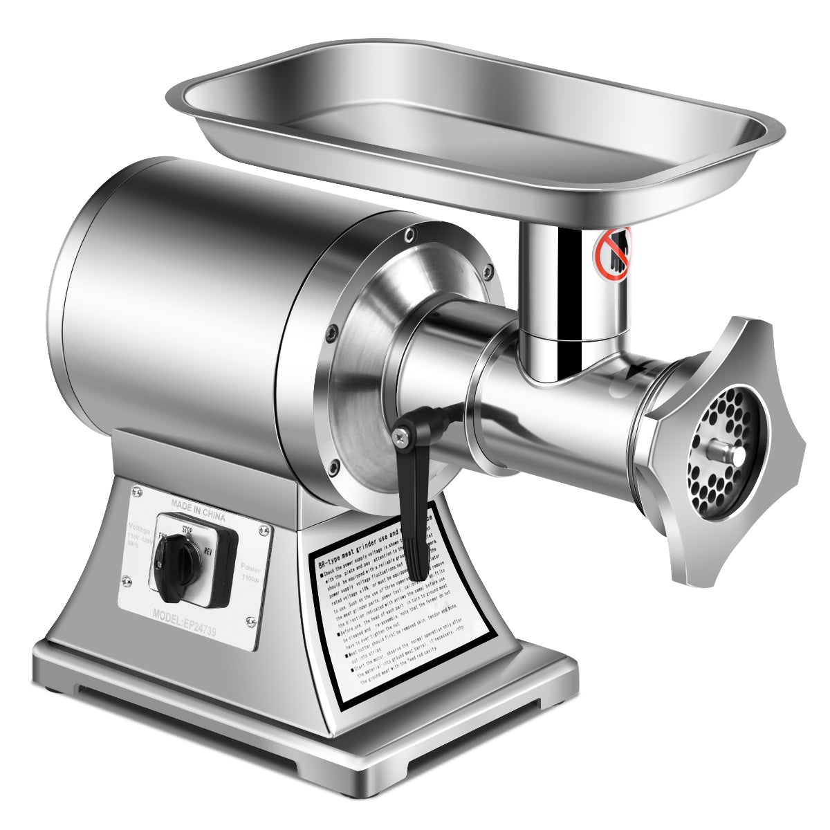 Heavy Duty 1.5HP 1100W 550LB/h Commercial Meat Grinder, Silver Food Grinders & Mills at Gallery Canada