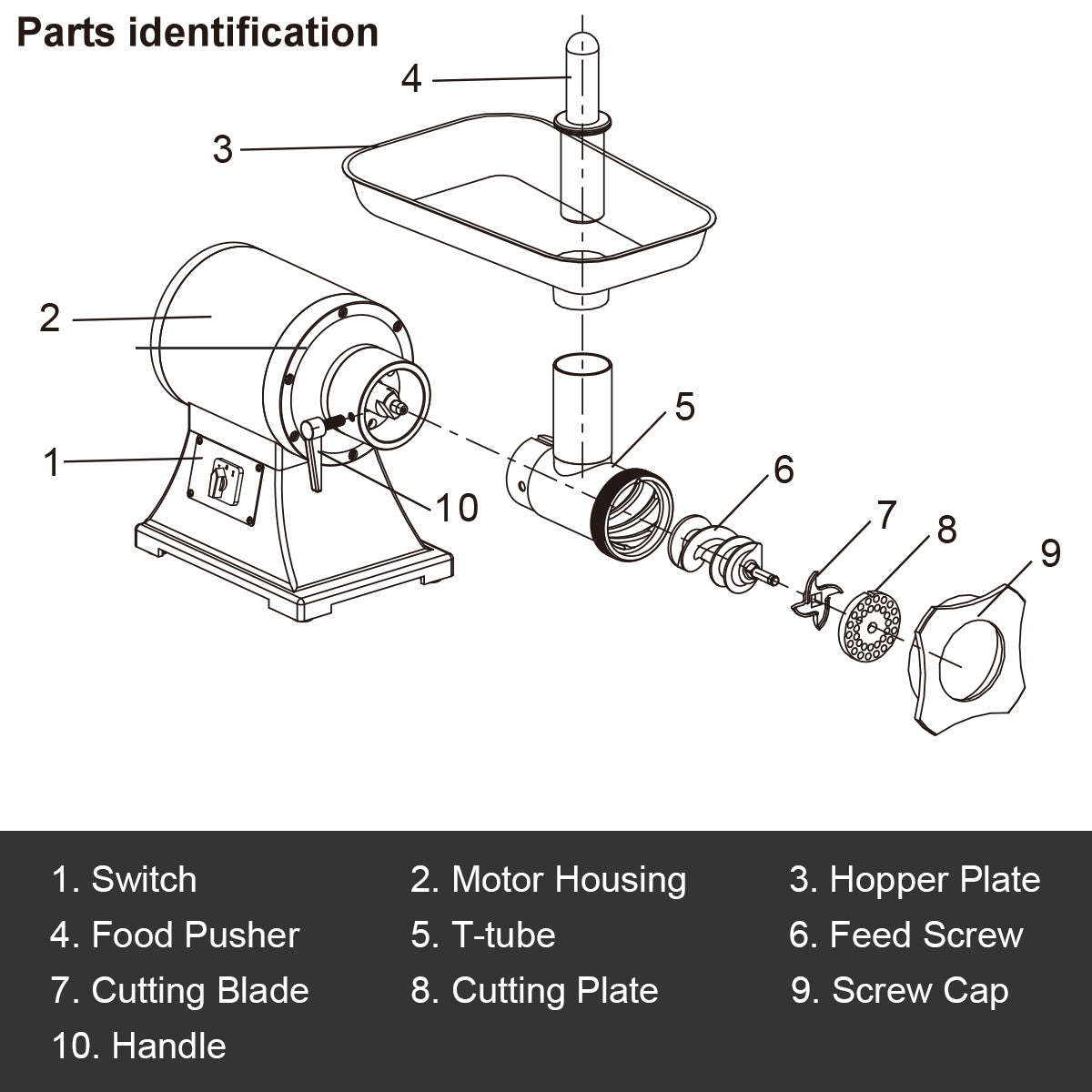 Heavy Duty 1.5HP 1100W 550LB/h Commercial Meat Grinder, Silver