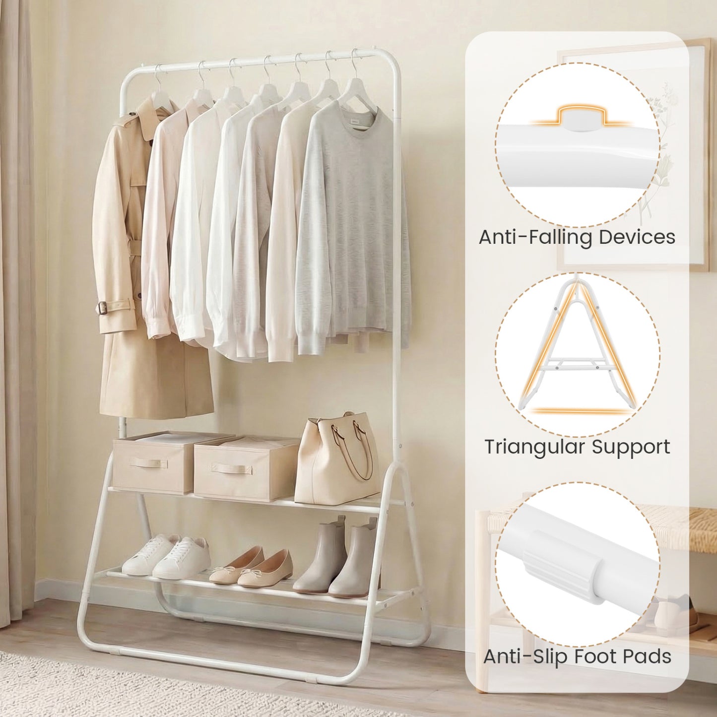 Heavy Duty Clothes Rack, With Hanging Rod And Storage Shelves, White Clothing & Closet Storage at Gallery Canada