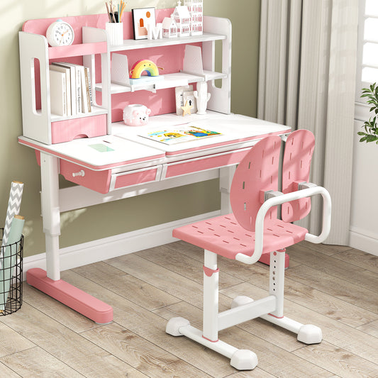 Height-Adjustable Kid's Study Chair, Double Back Support, Breathable Seat, Pink Kids Chairs & Seating Pink at Gallery Canada