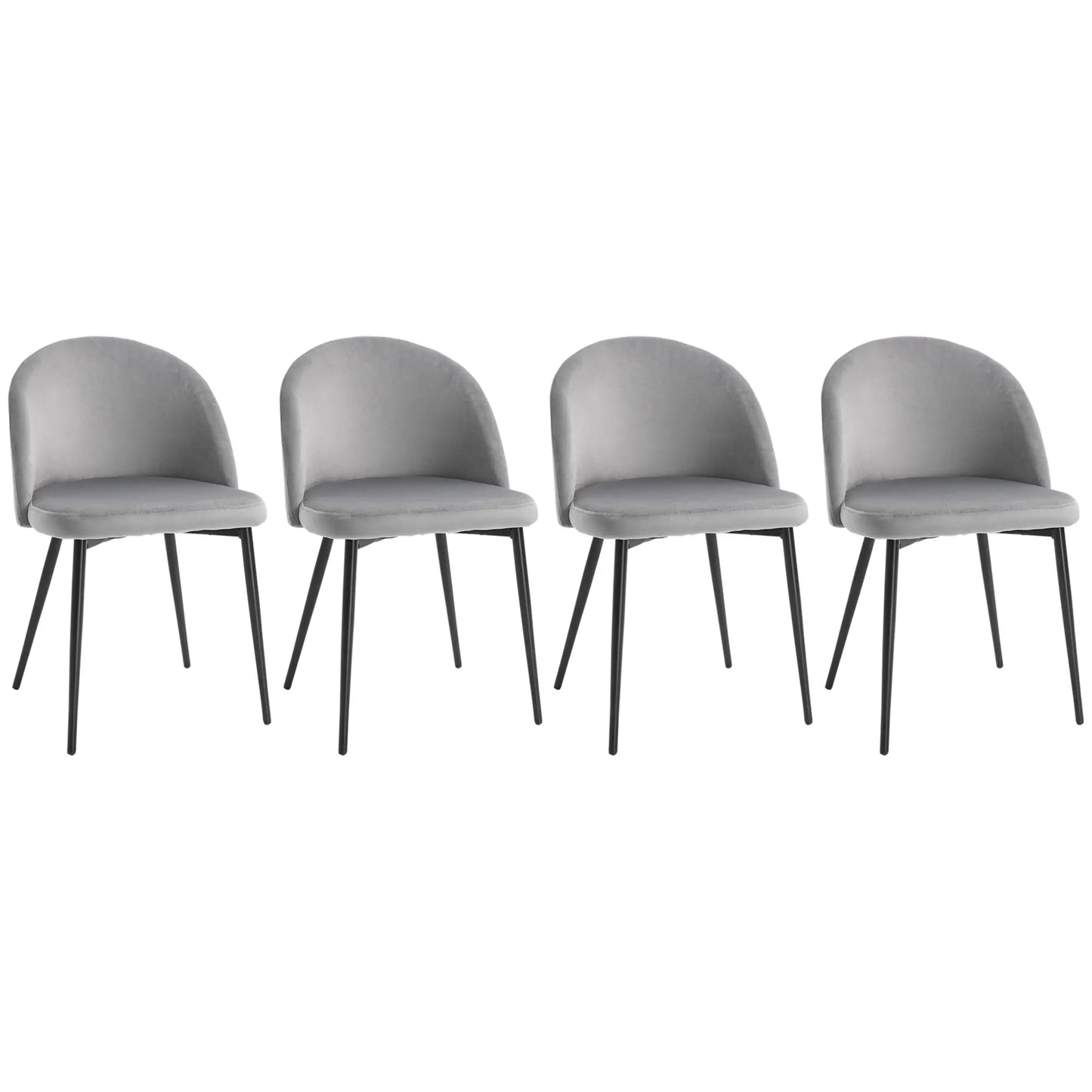 Modern Dining Chairs, Set of 4, Mid-Back Velvet Upholstery, Grey Dining Chairs at Gallery Canada