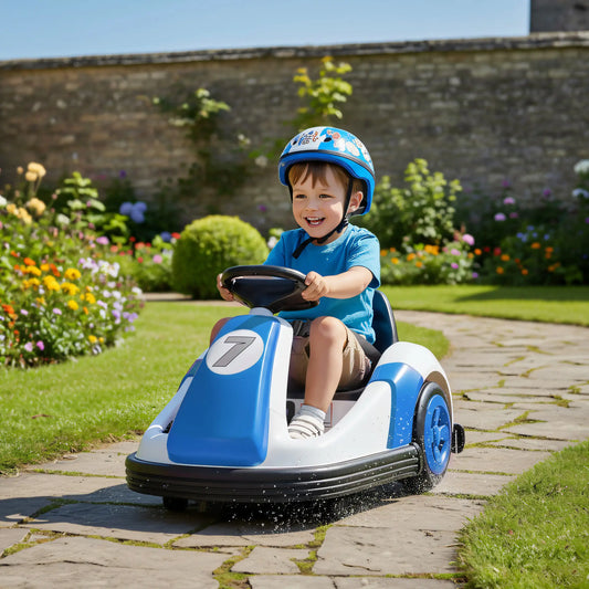 6V Kids Bumper Car, Electric Ride On with 360° Spin, Music, Horn, Blue Electric Toy Cars Blue at Gallery Canada