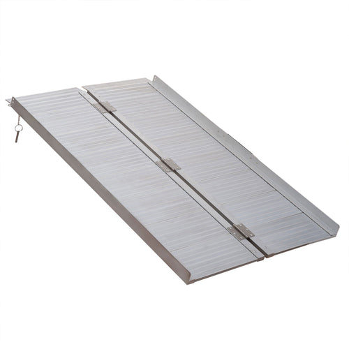 4ft Textured Aluminum Folding Wheelchair Ramp, Portable Threshold Ramp, for Scooter Steps Home Stairs Doorways