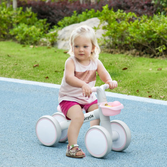 Vélo d'équilibre pour tout-petits, 12–36 mois, siège réglable, rose
