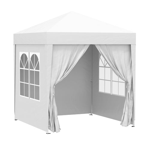 6.6'x6.6' Pop Up Gazebo Canopy Tent with Sidewalls, Instant Sun Shelter, with Carry Bag, for Outdoor, Garden, Patio, White