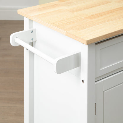 Rolling Kitchen Cart with Wood Top and Drawer, Kitchen Island on Wheels for Dining Room, White at Gallery Canada