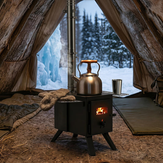 Hot Tent Stove With Ash Tray, 8.4 Ft, Black Outdoor Grills Black at Gallery Canada