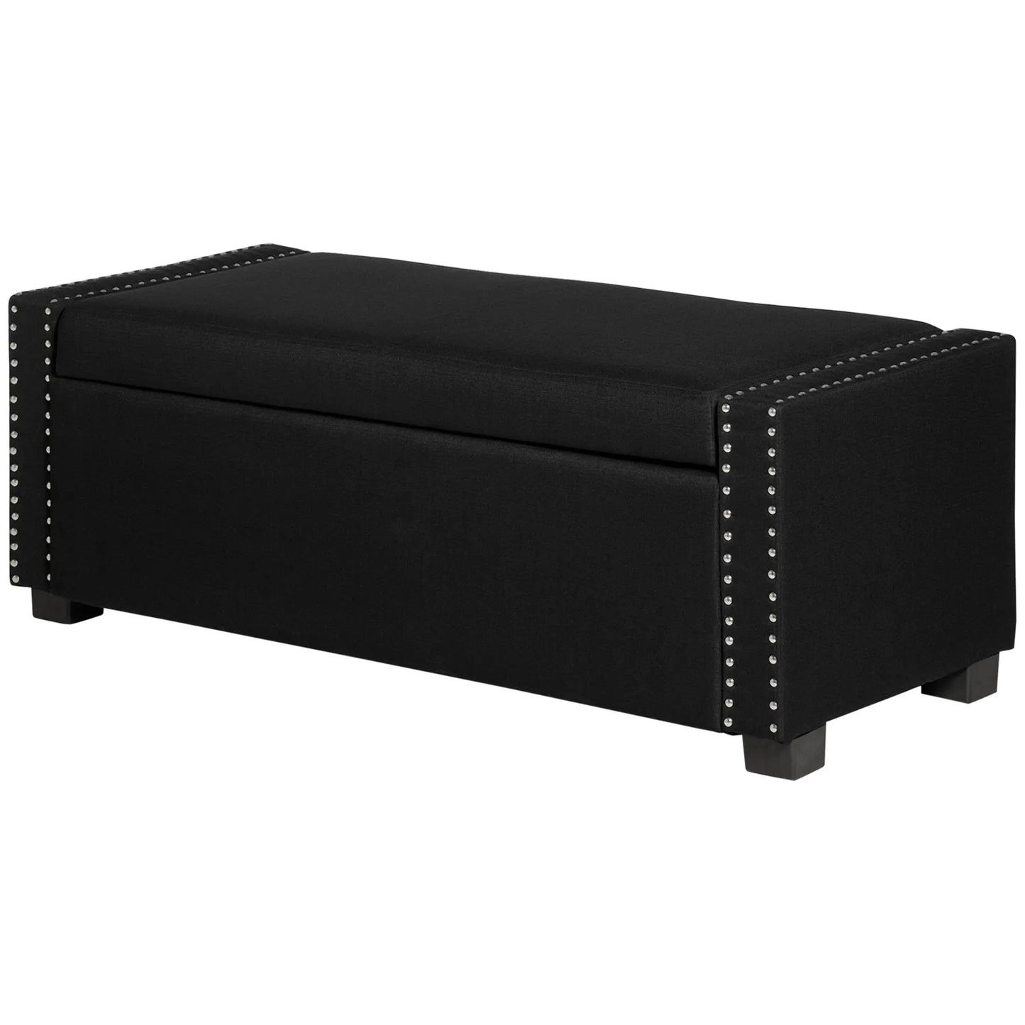 Flip Top Storage Bench, Upholstered Ottoman, 48L, Dark Grey Storage Ottomans & Benches at Gallery Canada