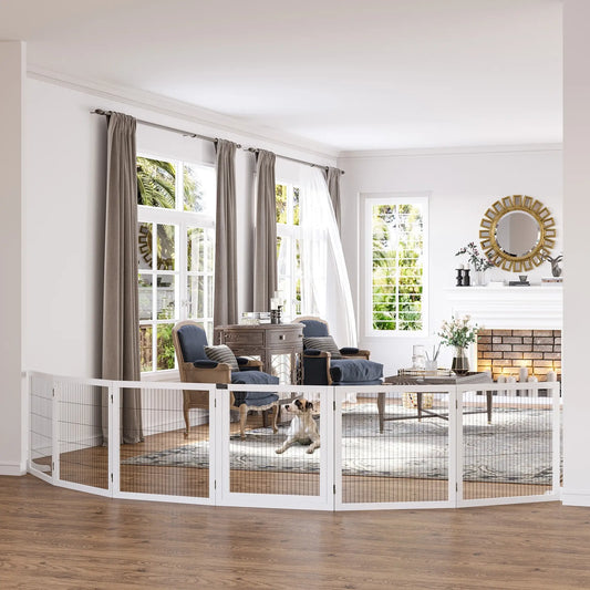 Wooden Freestanding Pet Gate, 2 Support Feet, White Houses, Kennels & Pens White at Gallery Canada