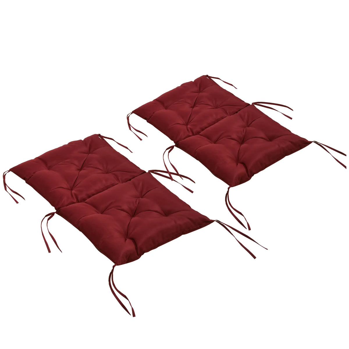 Outdoor Tufted Chair Cushions Set of 2, 39"x20"x3", Wine Red Patio Chair Cushions at Gallery Canada