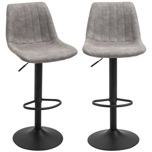 Adjustable Bar Stools Set of 2, Microfiber Swivel Barstools with Back and Footrest, Upholstered Bar Chairs for Kitchen, Dining Room, Home Pub, Grey at Gallery Canada