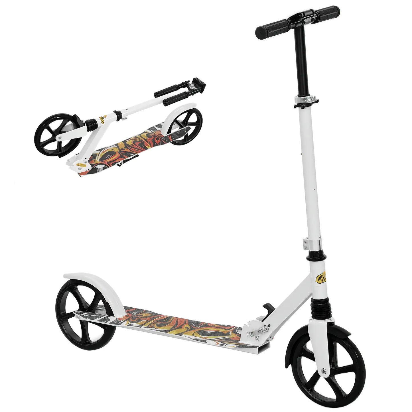 Kids Kick Scooter, Adjustable Height, Rear-Fender Brake, 200mm Wheel, Foldable, White Scooters at Gallery Canada
