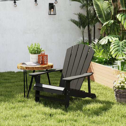 Wood Adirondack Chair, Outdoor Patio Chair, Slatted Design, Black Patio Chairs Black at Gallery Canada