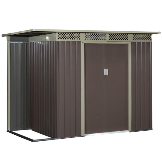 8.4ft x 4.7ft Steel Backyard Garden Utility Storage Tool Shed Kit Double Sliding Door Pent Roof, Grey at Gallery Canada