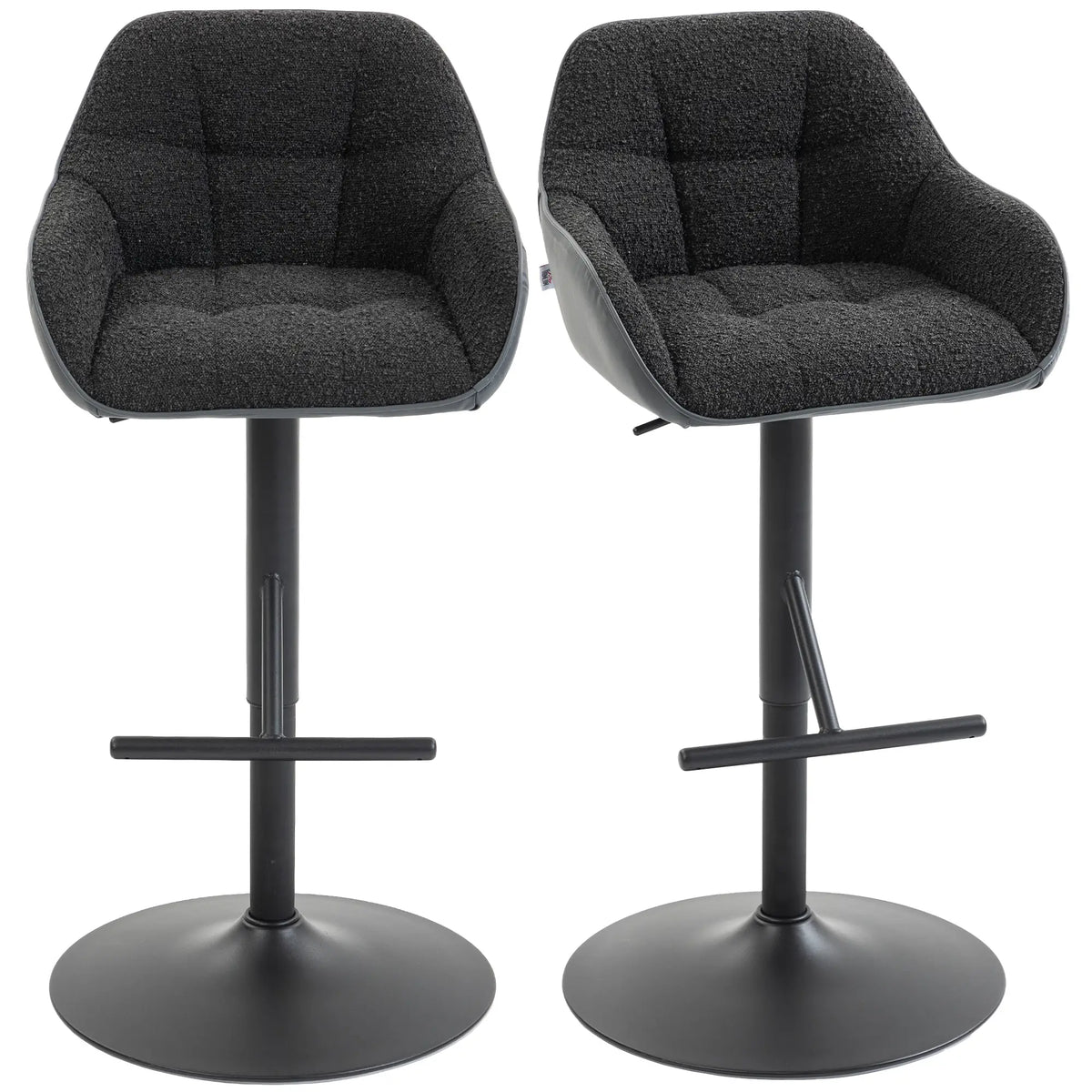 Swivel Counter Height Bar Stools Set of 2, Adjustable Height, Black Bar Stools at Gallery Canada