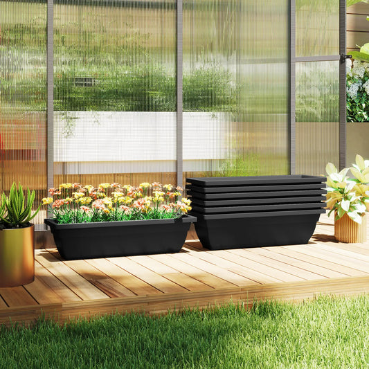 Rectangular Flower Pots, 7 Pack 23 Inches, Garden Planters, Black Garden Accessories Black at Gallery Canada