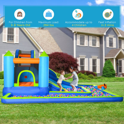 5 in 1 Kids Bounce House with Double Slides Pool Trampoline Climbing Wall Water Cannon, Inflatable Bouncy Castle Outdoor with Blower Carrying Bag, for 3-8 Years Old at Gallery Canada